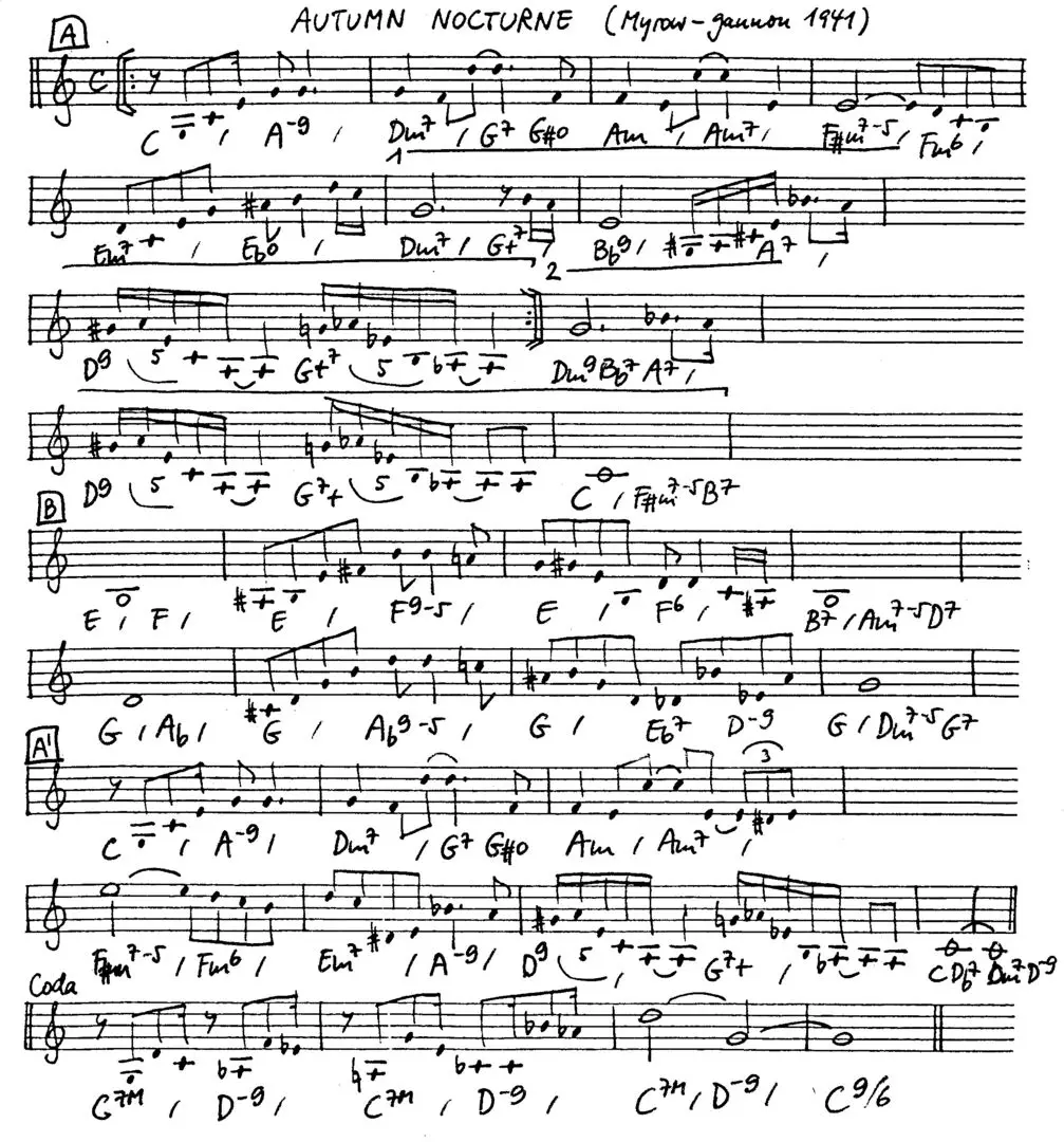 autumn nocturne partition gratuite - Offerte par The Jungle Jazz Band